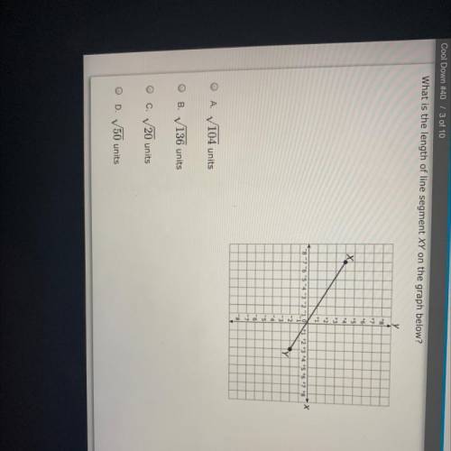 What is the length of line segment XY on the graph below?