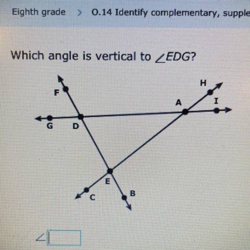 Which angle is vertical to EDG?