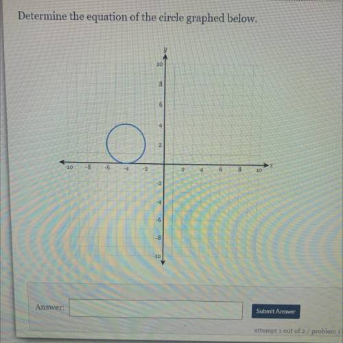Determine the equation of the circle graphed below.

Y
10
8
6
4
a
>
-10
-8
-6
-4
-2
2
4
6
8
10