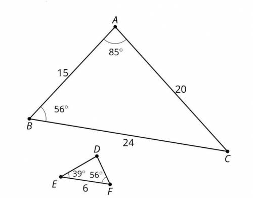 Triangle ABC is similar to triangle DFE. What scale factor is required to dilate triangle DFE so th