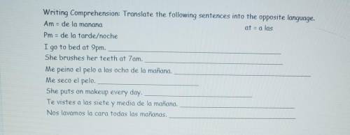 Writing Comprehension: Translate the following sentences into the opposite language. ​