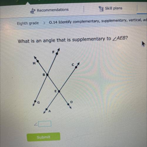 What is an angle that is supplementary to AEB?