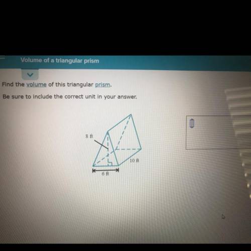 Find the volume of a triangular prism. No links