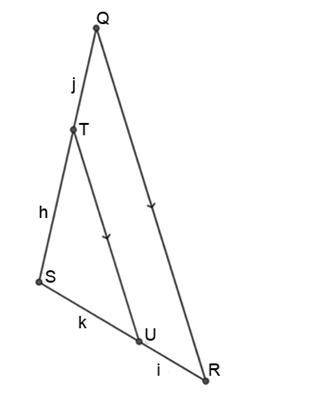 Which of the following is a true proportion of the figure based on the triangle proportionality the