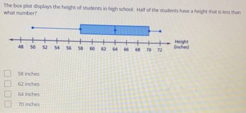 Students have a height is less than what number 58?62?64?70?