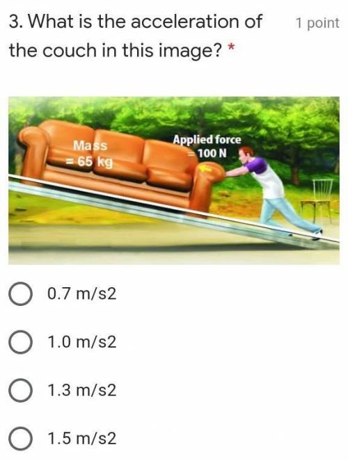 What is the acceleration of the couch in this image​