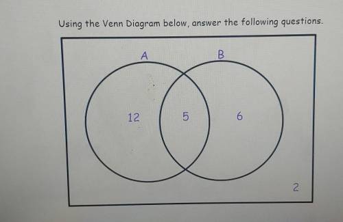 Using the Venn Diagrom below, answer the following questions. ​
