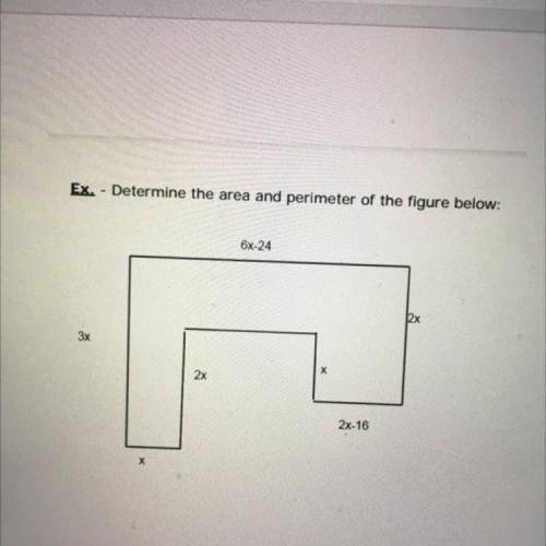 Determine the area and perimeter of the figure below