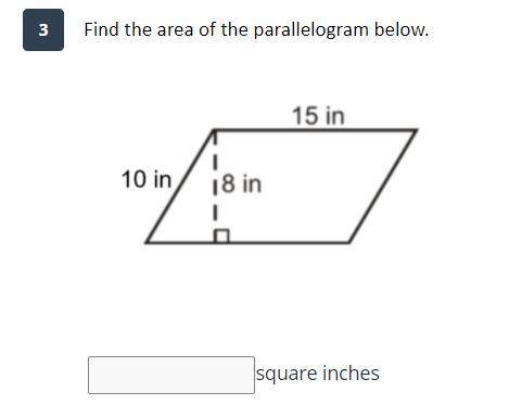Find the area of the parallelogram below.