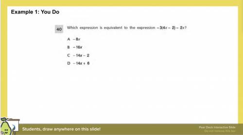 Which expression is equivalent to -3(4x-2)-2x