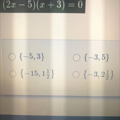 Which of the following is the solution set of the equation below: