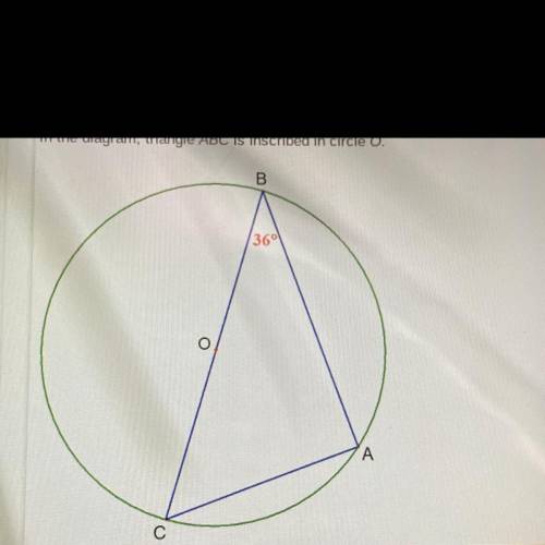 In the diagram, triangle ABC is inscribed in circle O. What is the measure of angle C?