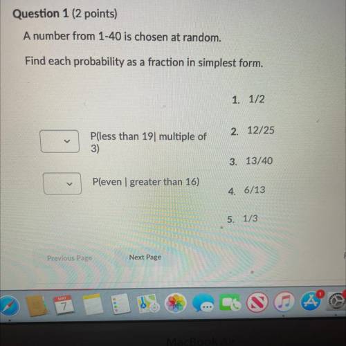 Find each probability as a fraction in simplest form