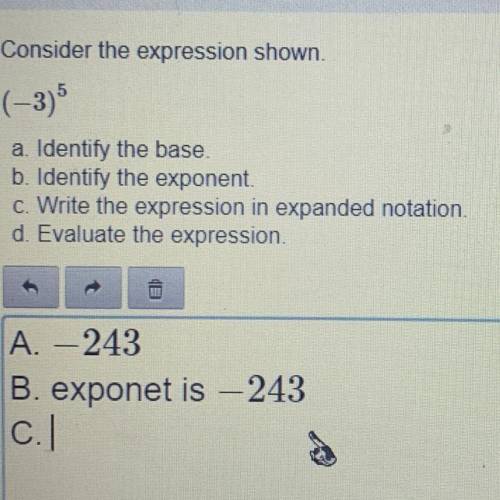 Write the expression in expanded notation for (-3 power of 5)