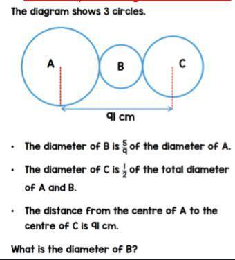 Important 

What is the diameter of B?
With explanation. No links. Idiots will get reported.