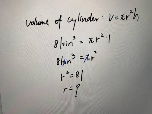 The volume of a cylinder is 81n in. 3 and the height of the cylinder is 1 in. What is the radius of