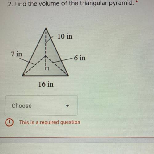 Find the volume of the Triangular pyramid

A. 72 cubic inches 
B. 210 cubic inches
C. 140 cubic in