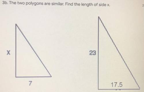 The two polygons are similar.Find the length of x