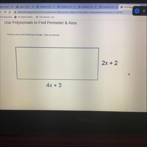 Find the area of the following rectangle. Type out all work.