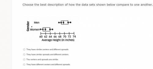 Choose the best description of how the data sets shown below compare to one another