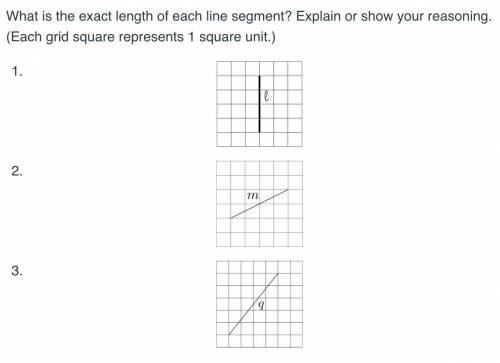 What is the exact length of each line segment? Explain or show your reasoning. (Each grid square re