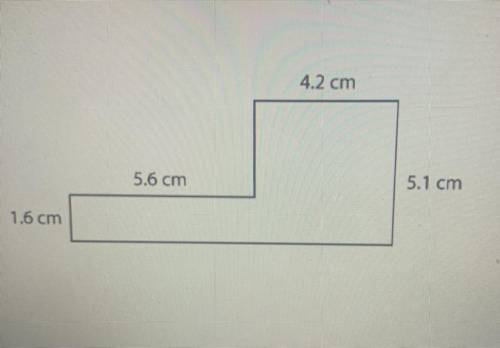 What is the area of the figure above?

А
29.8 cm?
B
30.38 cm
с
37.1 cm2
D
49.98 cm