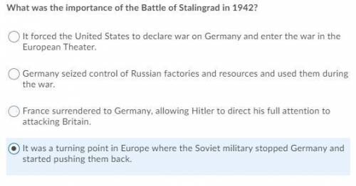What was the importance of the battle of Stalingrad in 1942