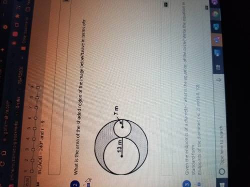 What is the area of the shaded region in the inage below? Leave your anser in terms of pi