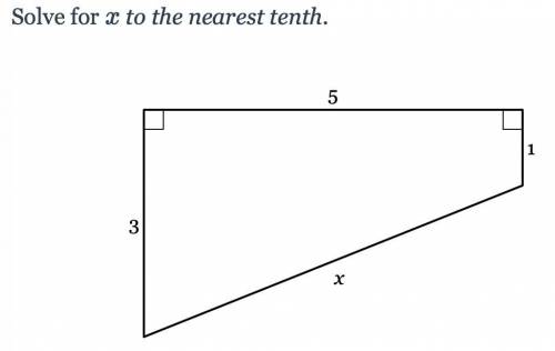 Use Multistep Pythagorean Theorem to solve, Solve for x to the nearest tenth.