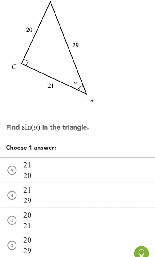 Find sin(a) in the triangle.