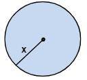 The circle has a circumference of 628 inches. Find x. Use π = 3.14.