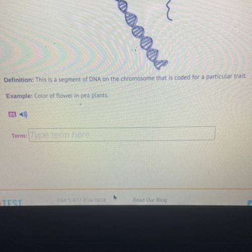 Definition: This is a segment of DNA on the chromosome that is coded for a particular trait.

Exam