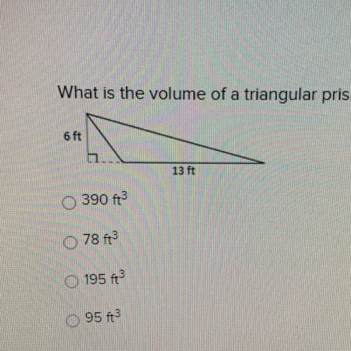 What is the volume of a triangular prism that has a height of 5 feet and a base that with the follo