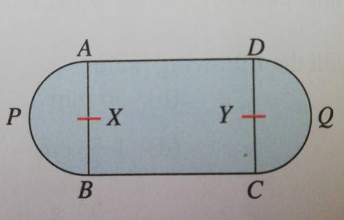 9. The diagram below shows a plan for a park. ABCD is a rectangle. APB and DQC are semicircles

ce