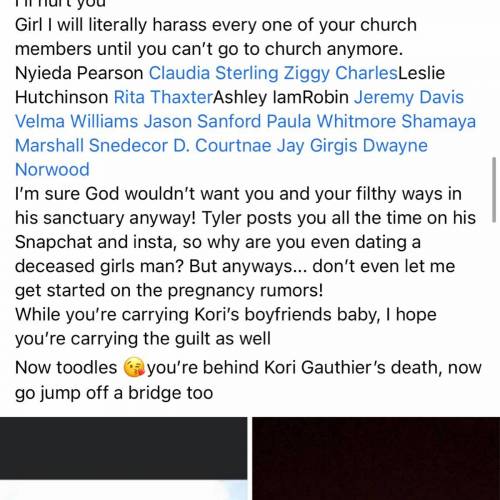 So this random girl is harassing me on social media for no reason, she even tagged my church member