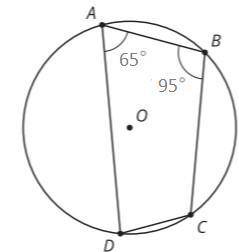 The image shows a quadrilateral inscribed in a circle. Select ALL true statements.

aAngle CDA mea