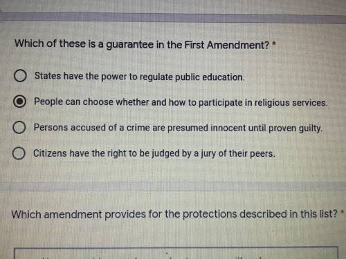 Which of these is a guarantee in the First Amendment?