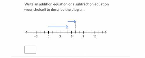 Write an addition equation or a subtraction equation (your choice!) to describe the diagram.