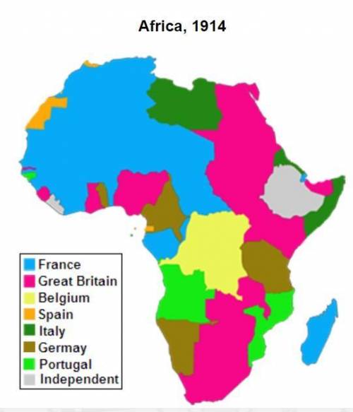 Based on the map, which of the following statements about the European colonization of Africa is co