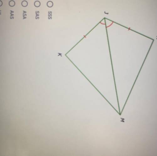 Determine if the triangles are congruent and by what postulate

SSS
SAS
ASA
AAS
HL
Not congruent/