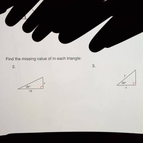 Find the missing value of each triangle.