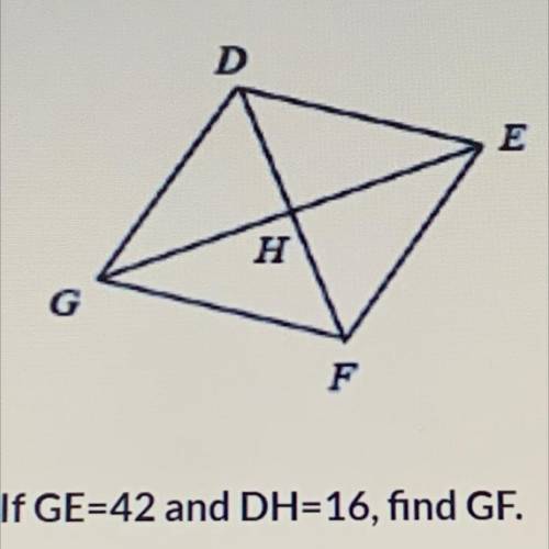 If GE=42 and DH=16, find GF.