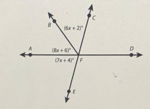 In the figure shown, AD, CE, and FB intersect at point F? What is the measure of AFE?