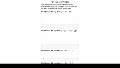 Part one: Identification

This assessment will cover the 3 types of linear equations we learned in