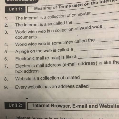 Unit 1:

The internet is a collection of computer
The internet is also called the
World wide web i