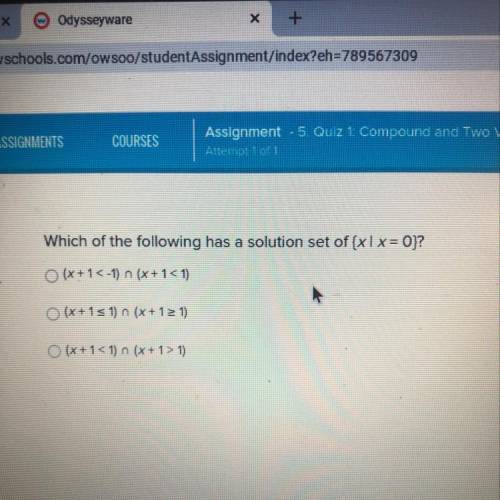 Solution set of {x|x=0}