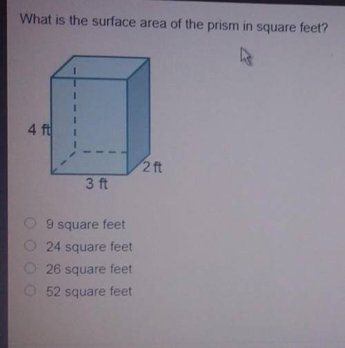 What is the surface area of the prism in square feet ​