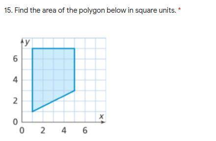 I WILL GIVE BRAINLIEST IF YOU HELP 
Find the area of the polygon below in square units.