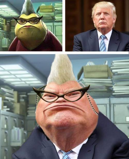 Just a random meme....

if trump was roz from monsters inc:
i know yall be looking at the glasses.