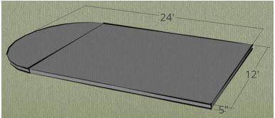 Maddix is planning to pour a concrete patio with the dimensions shown below. The company he plans